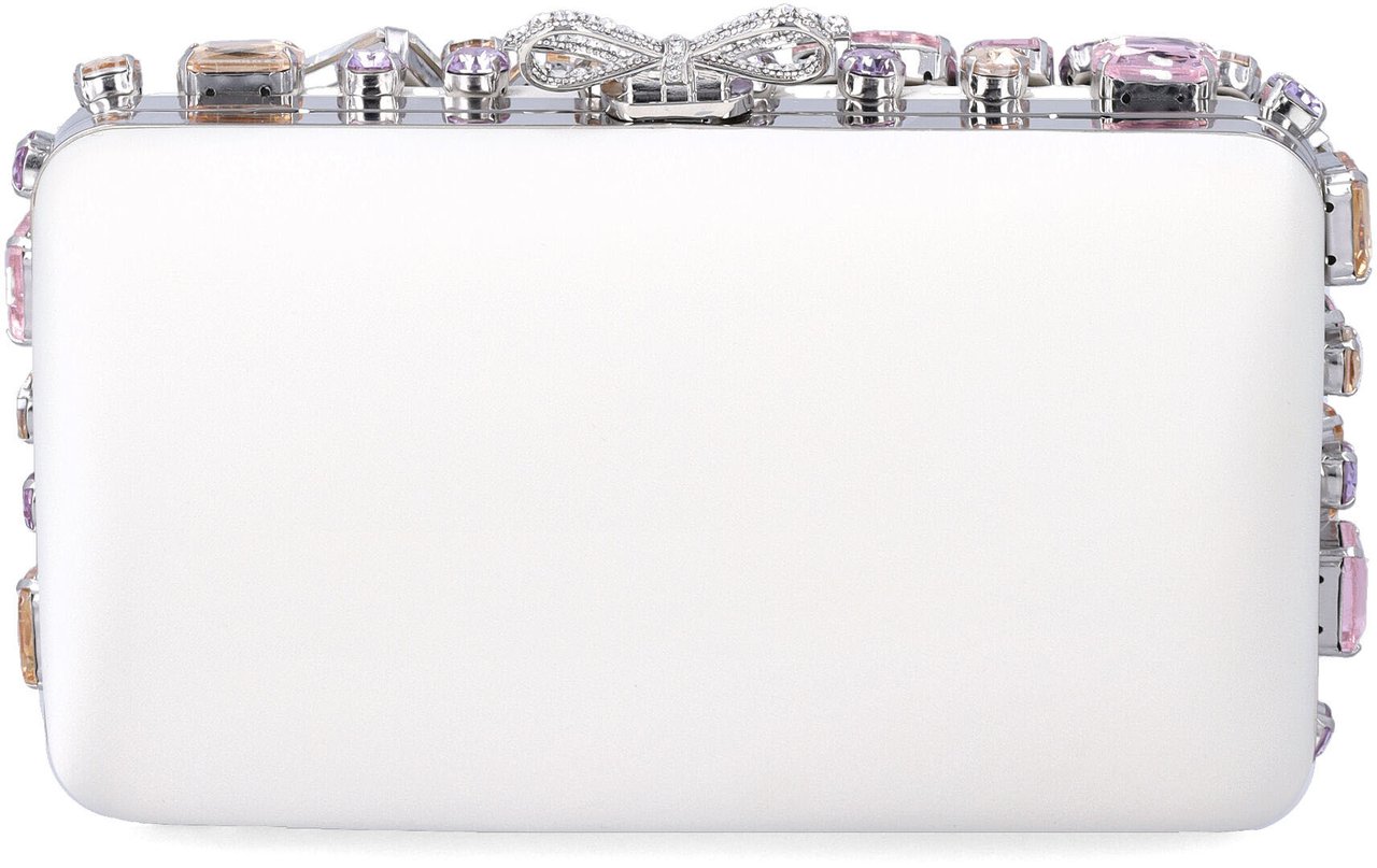 Self-Portrait Multicolor Crystal Clutch White Multi Coloured Wit