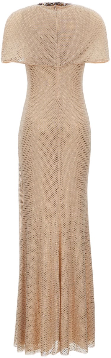 Self-Portrait Champagne Rhinestone Maxi Dress Neutraal