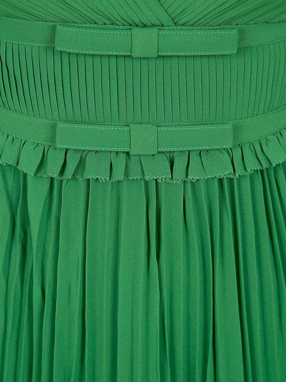 SELF-PORTRAIT GREEN CHIFFON MIDI DRESS Lime