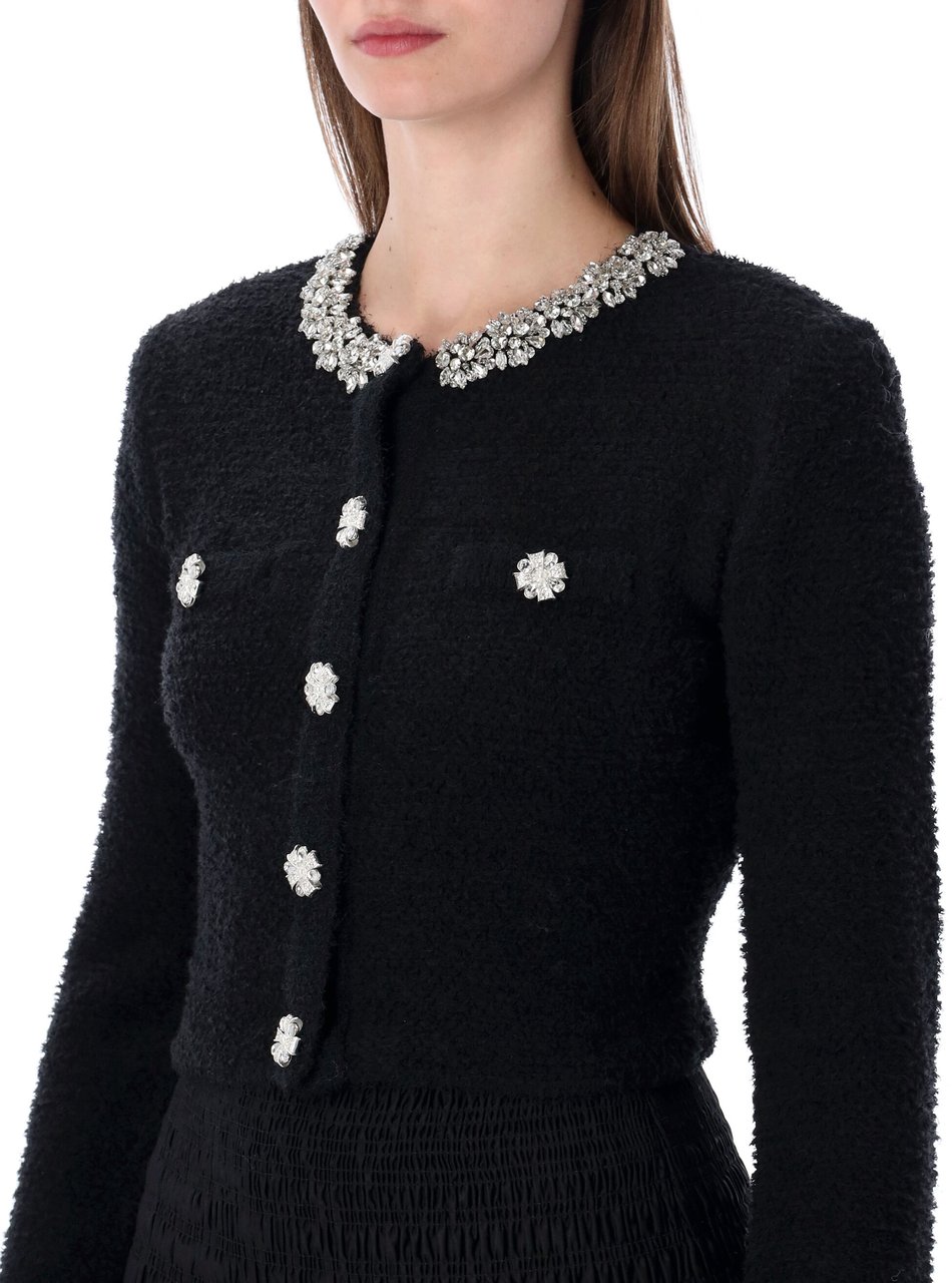 Self-Portrait Crystal Cardigan Nero Zwart