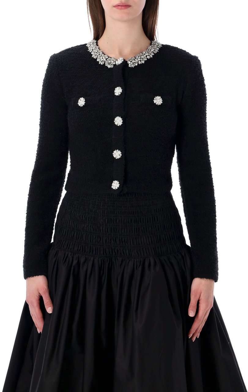 Self-Portrait Crystal Cardigan Nero Zwart