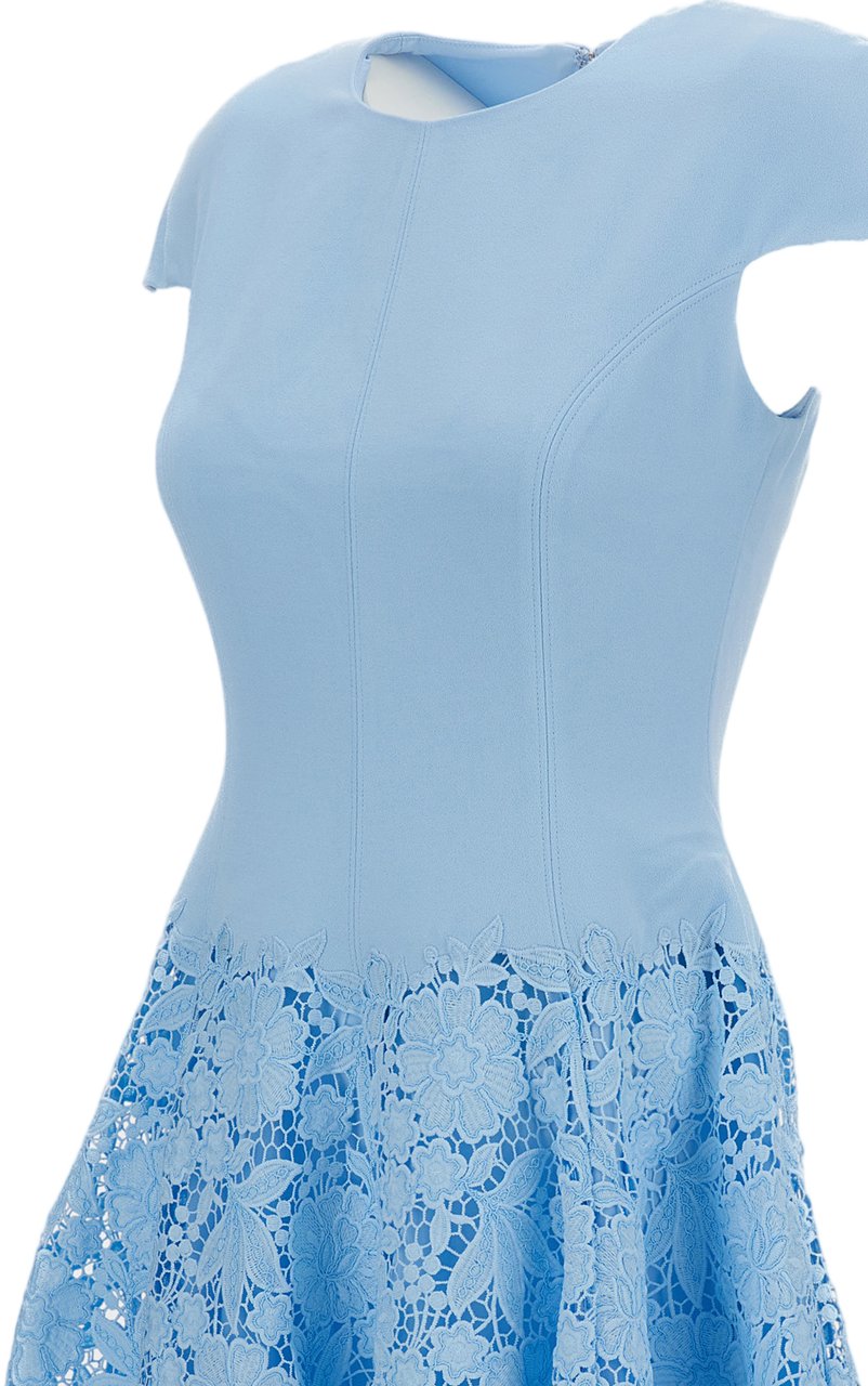 Self-Portrait Crepe Lace Mini Dress Blauw