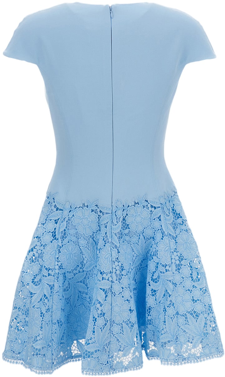 Self-Portrait Crepe Lace Mini Dress Blauw