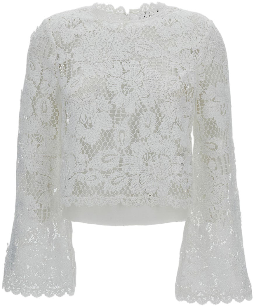 Self-Portrait White Crochet Lace Top Wit