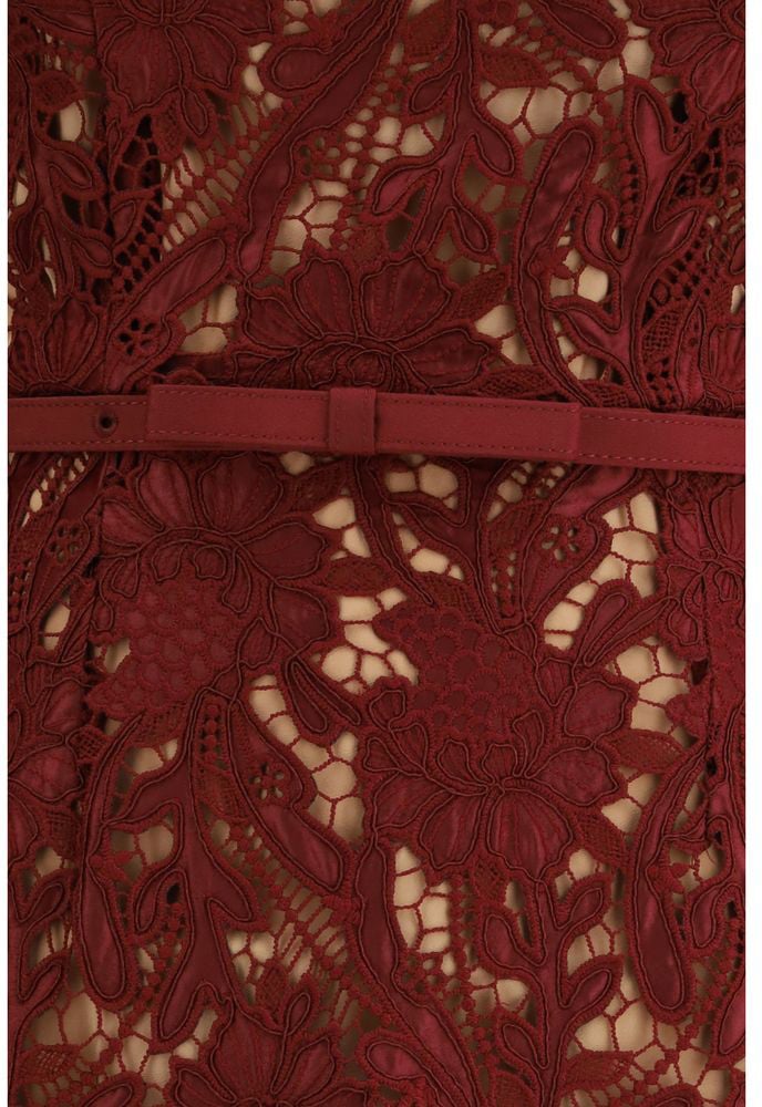 Self-Portrait Self-Portrait Bordeaux Polyester Cocktail Dress Maroon