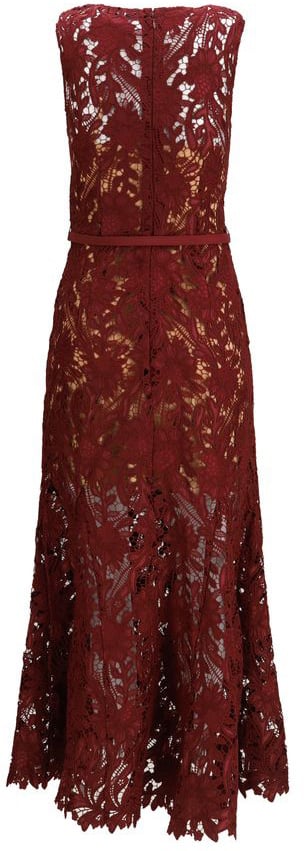 Self-Portrait Self-Portrait Bordeaux Polyester Cocktail Dress Maroon