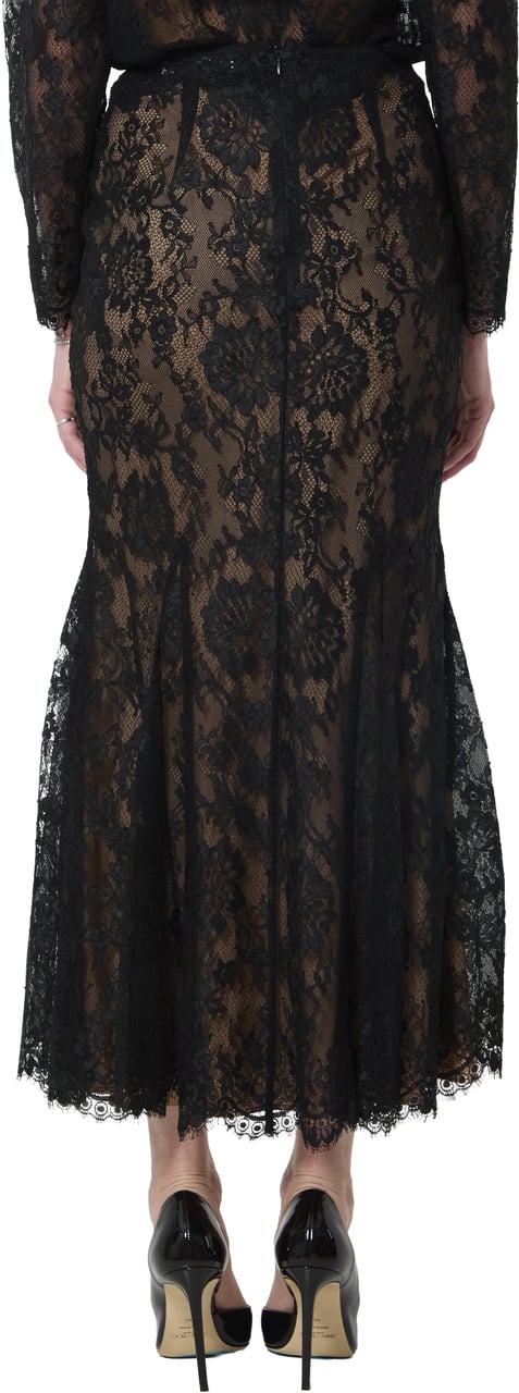 Self-Portrait Black lace midi skirt Zwart