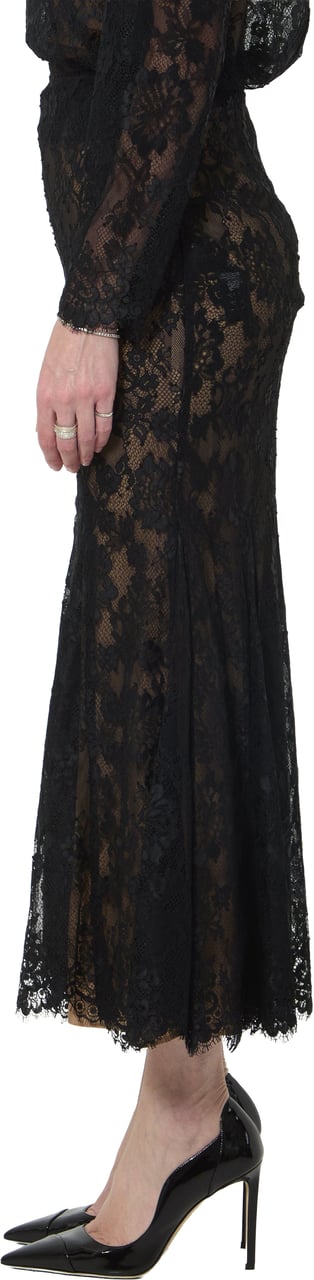 Self-Portrait Black lace midi skirt Zwart