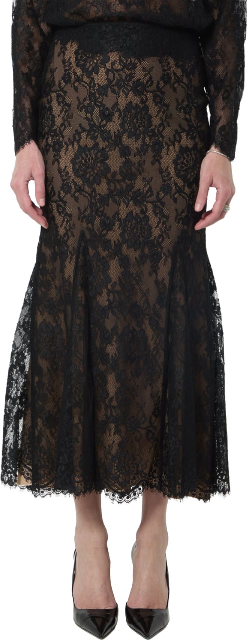 Self-Portrait Black lace midi skirt Zwart