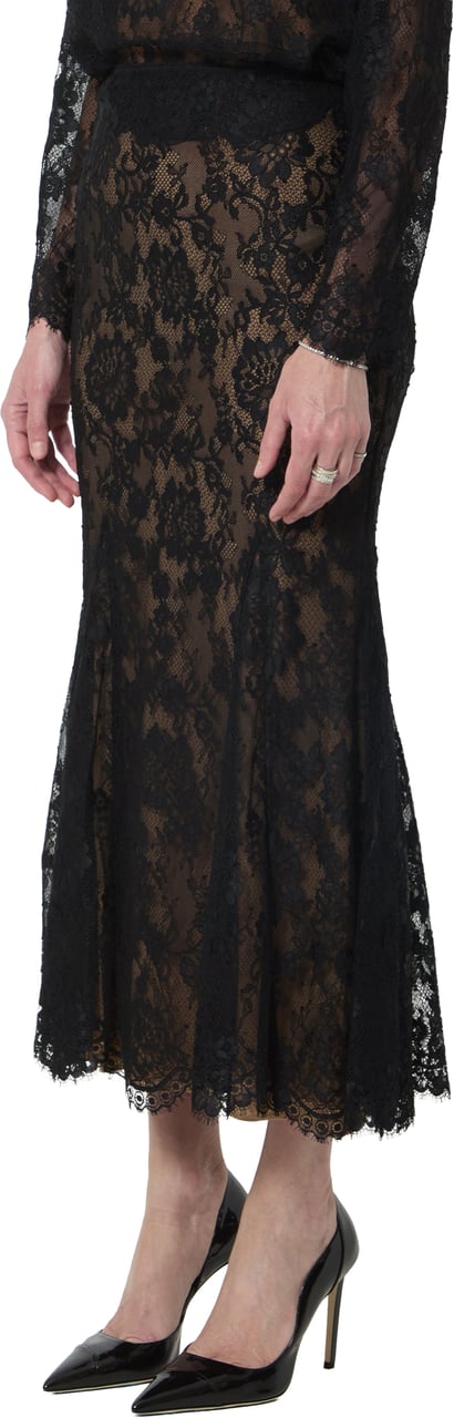 Self-Portrait Black lace midi skirt Zwart