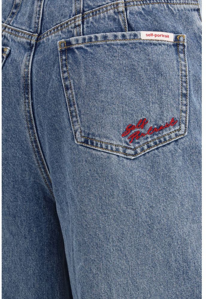 Self-Portrait Self-Portrait Blue Cotton Relaxed Fit Jeans Blauw