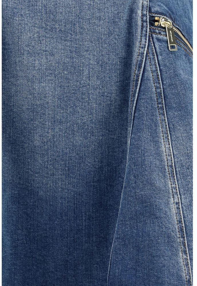 Self-Portrait Blue Cotton Casual Dress Blauw