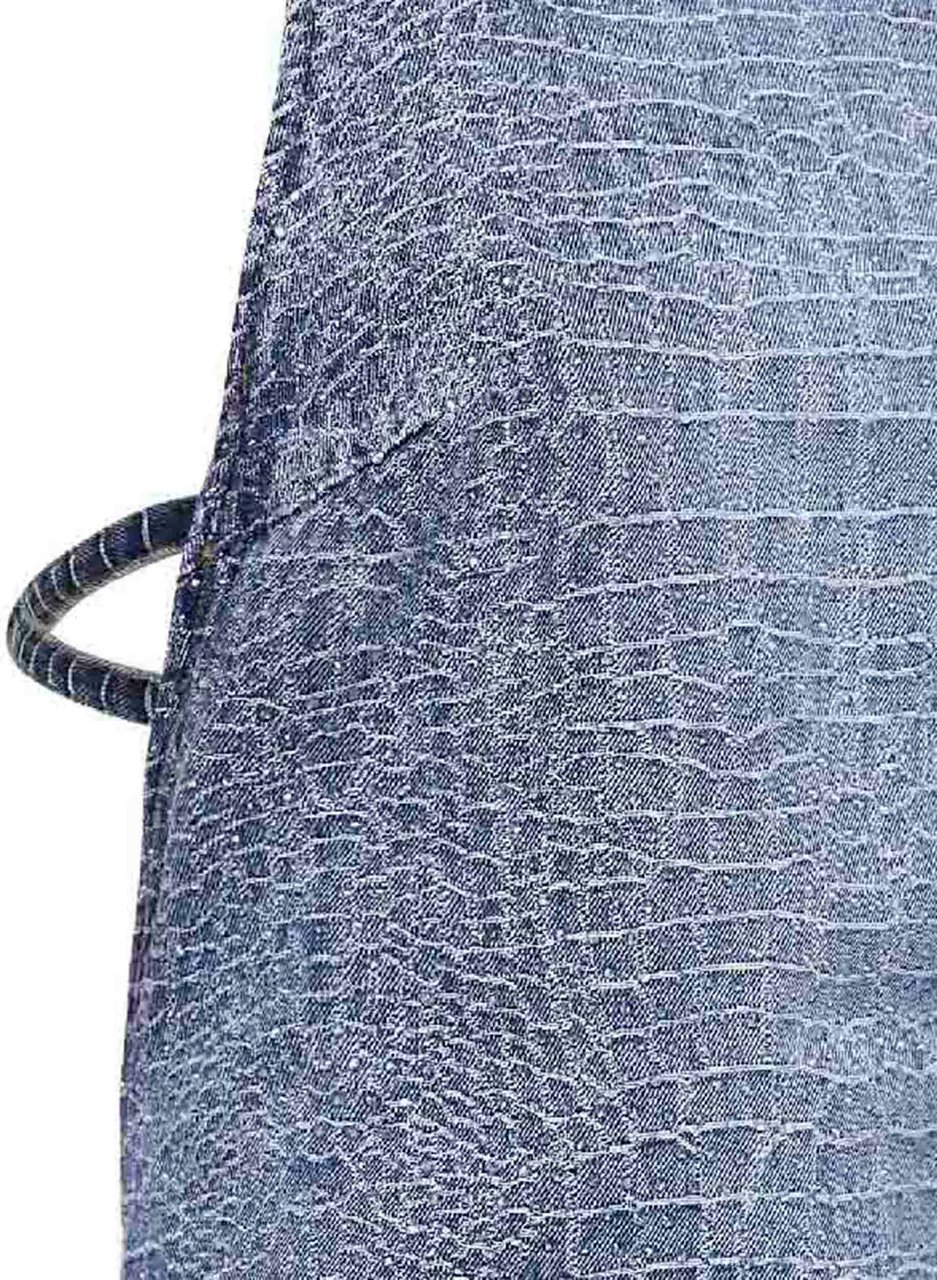 Self-Portrait Crocodile Denim Mini Dress Blauw