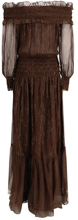 Self-Portrait Self-Portrait Brown Silk Long Dress Bruin