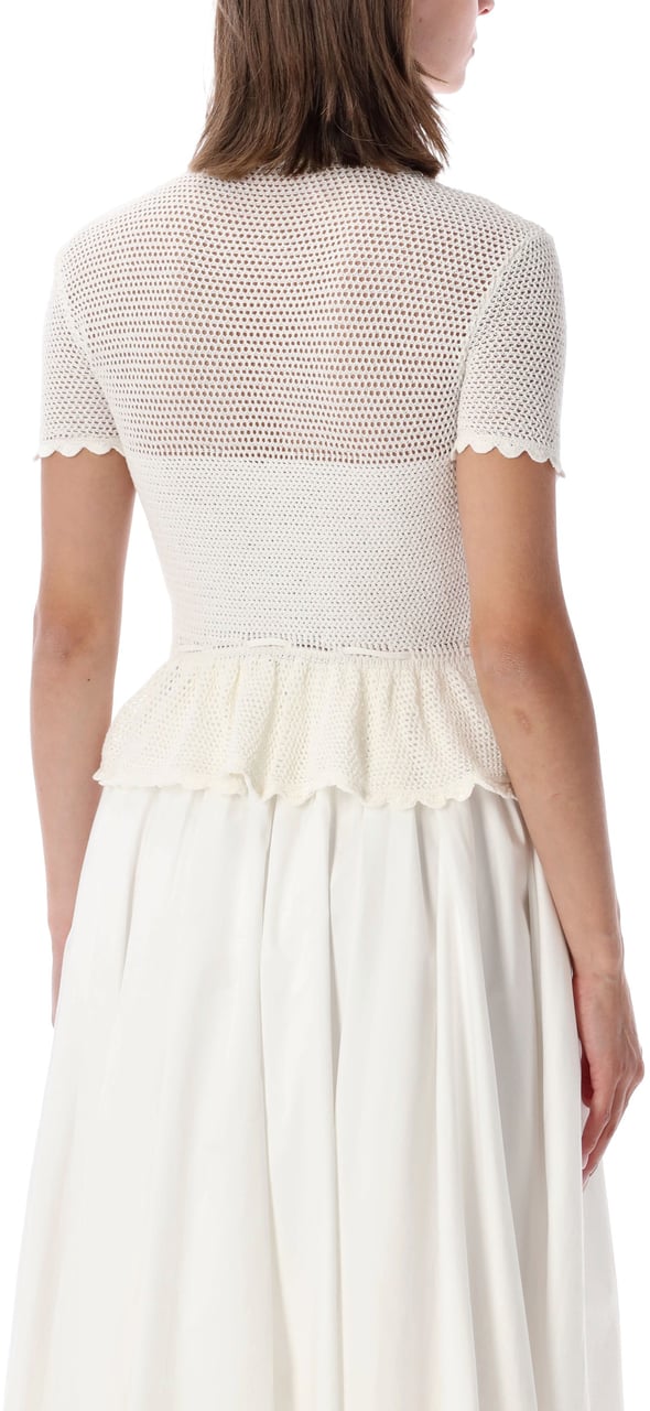 Self-Portrait Crochete Knit Floral Bianco Wit