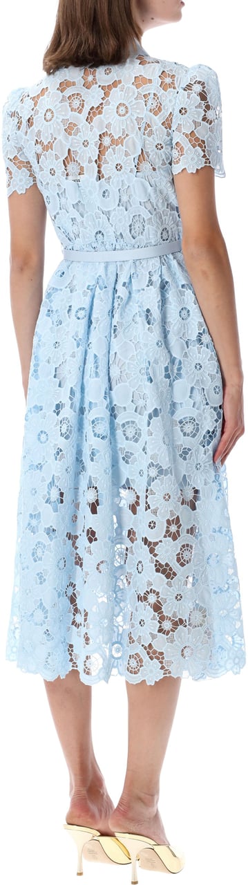 Self-Portrait Lace Midi Dress Blu Lichtblauw
