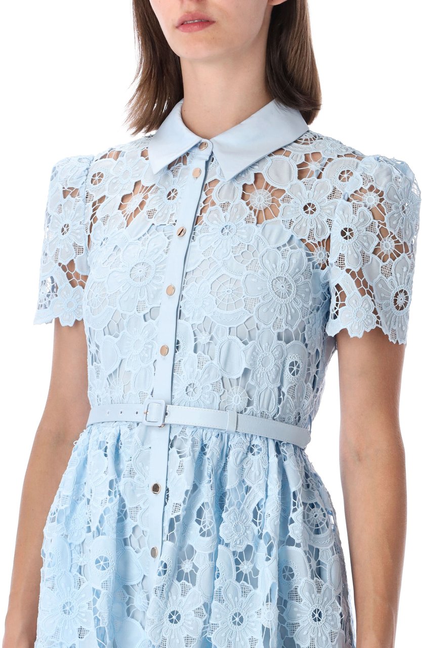 Self-Portrait Lace Midi Dress Blu Lichtblauw