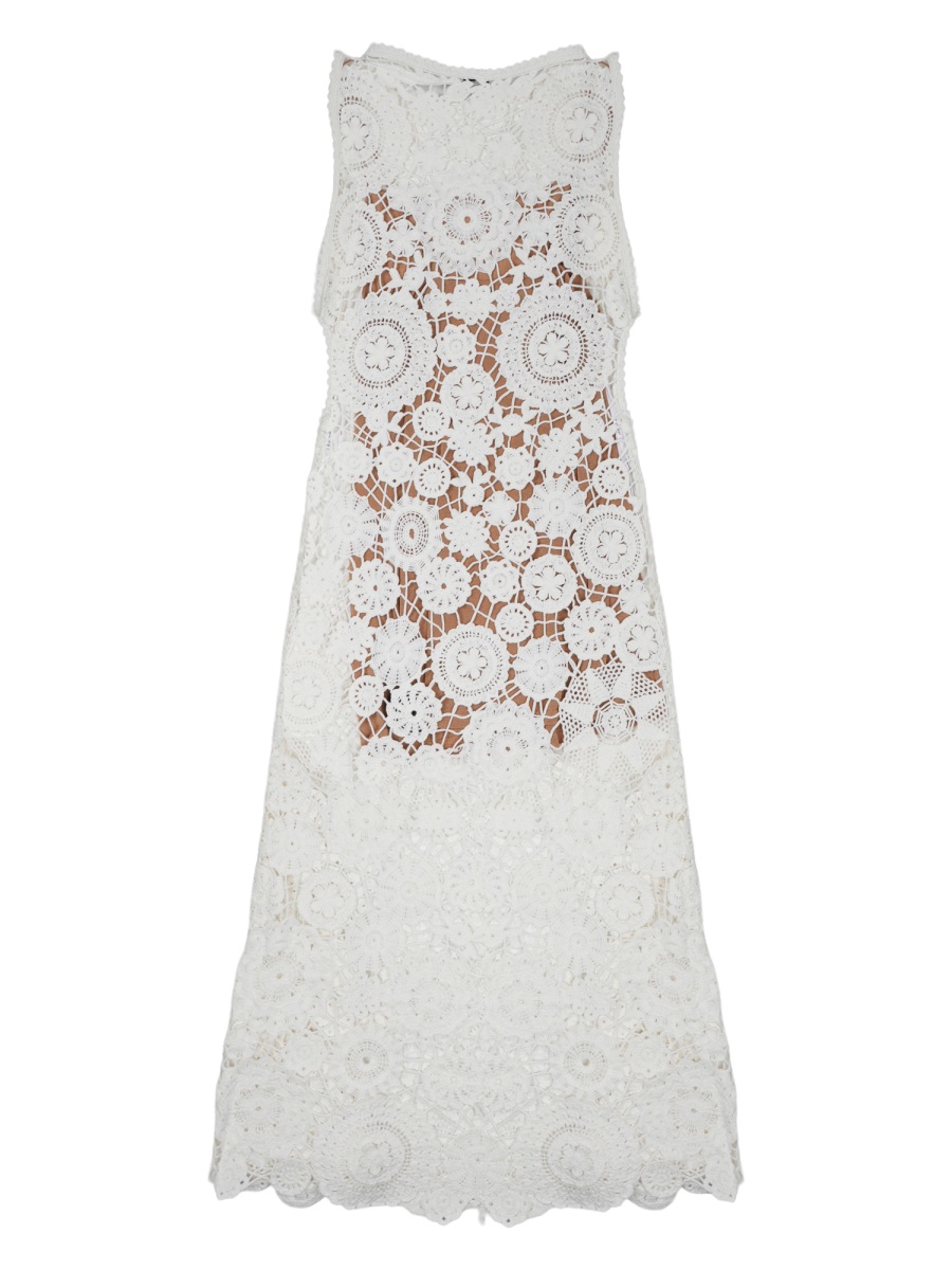 Self-Portrait Sleeveless Scalloped Hem Crochet Dress Wit