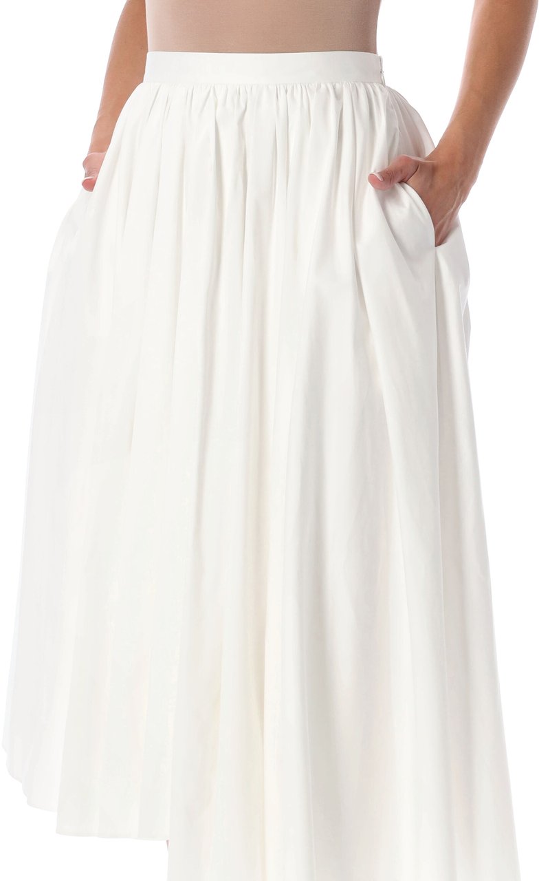 Self-Portrait Poplin Midi Skirt Bianco Wit
