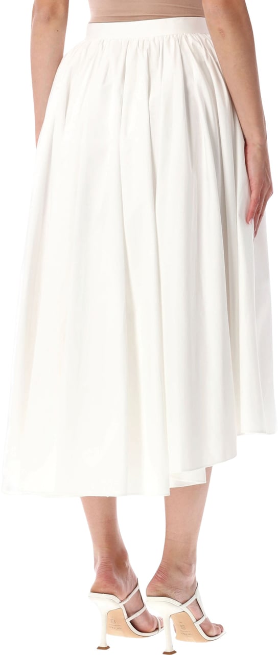 Self-Portrait Poplin Midi Skirt Bianco Wit
