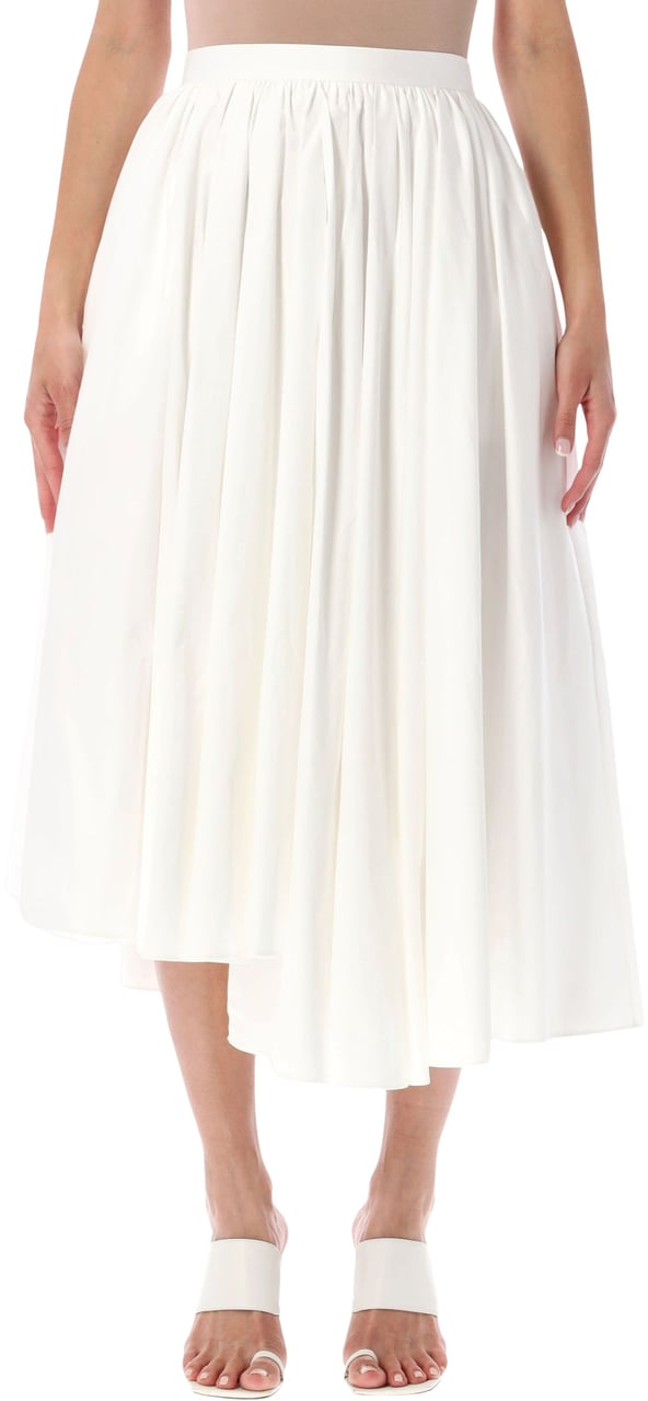 Self-Portrait Poplin Midi Skirt Bianco Wit