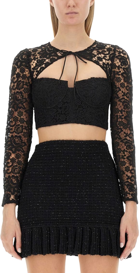 Self-Portrait Lace Top Zwart