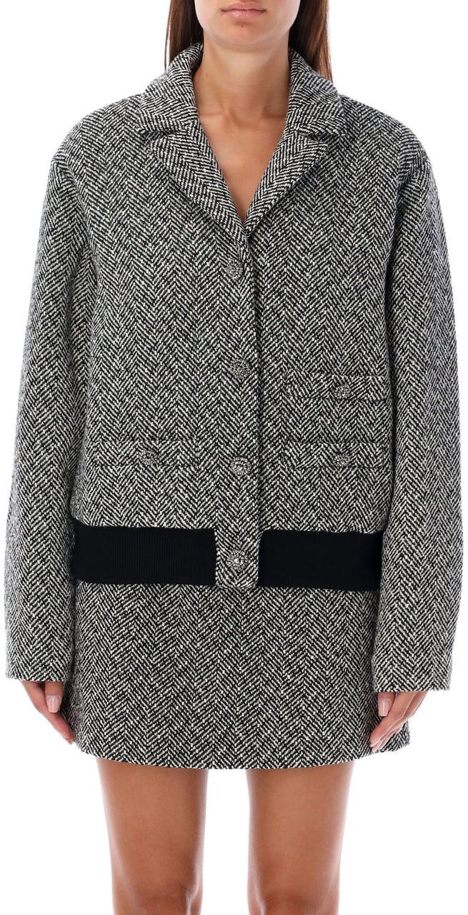 Self-Portrait Bomber Herringbone Nero Zwart