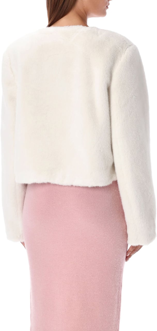 Self-Portrait Eco Fur Jacket Bianco Wit