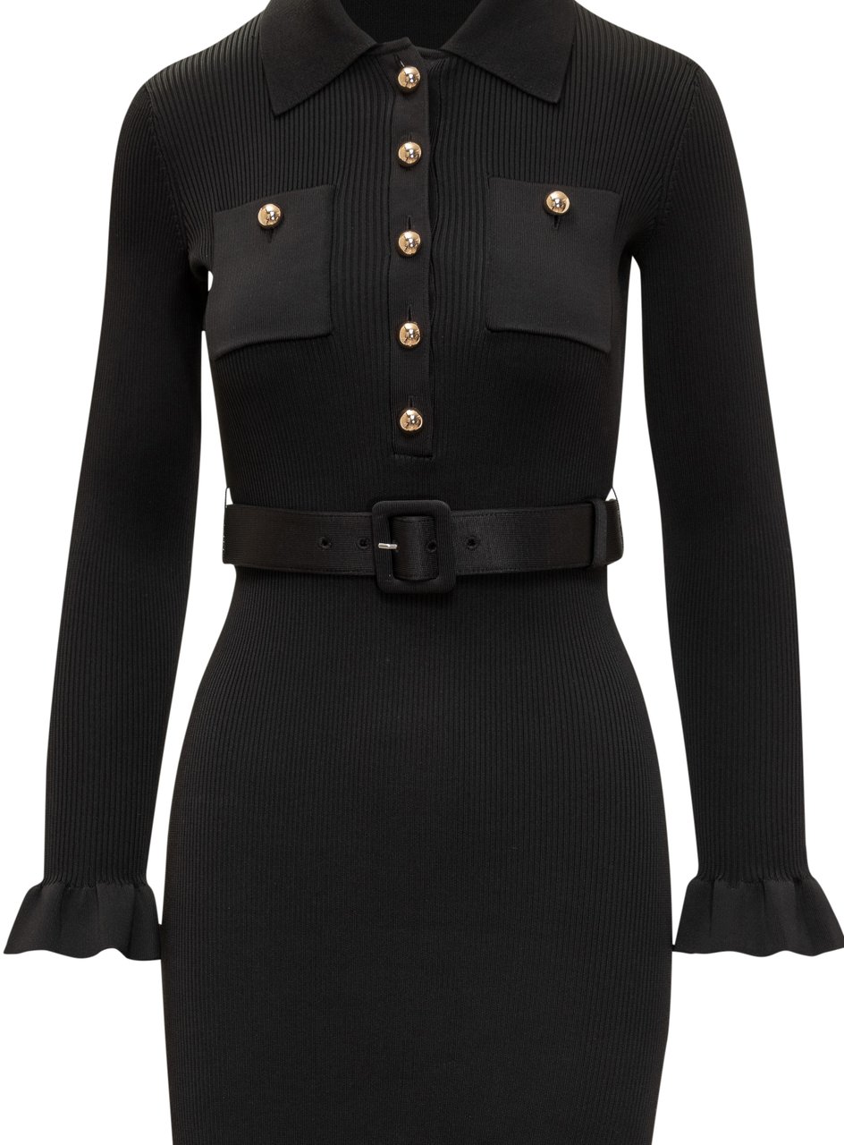 Self-Portrait Self-Portrait Abito Lungo in Maglia Zwart