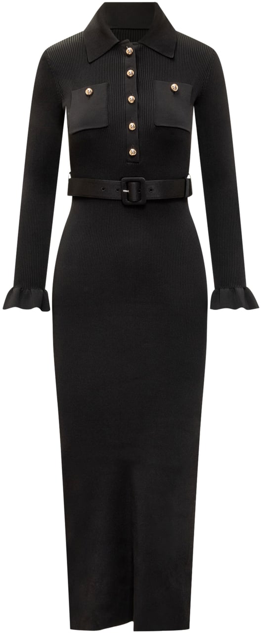 Self-Portrait Self-Portrait Abito Lungo in Maglia Zwart