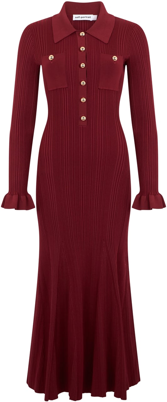 Self-Portrait Long dress with buttons Rood