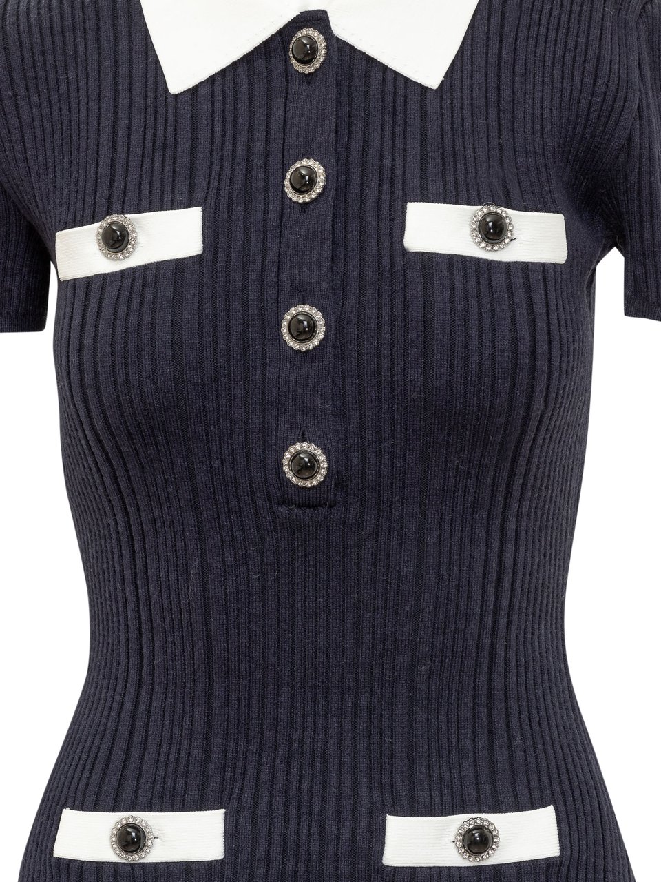 Self-Portrait Self-Portrait Abito Corto in Maglia Blauw