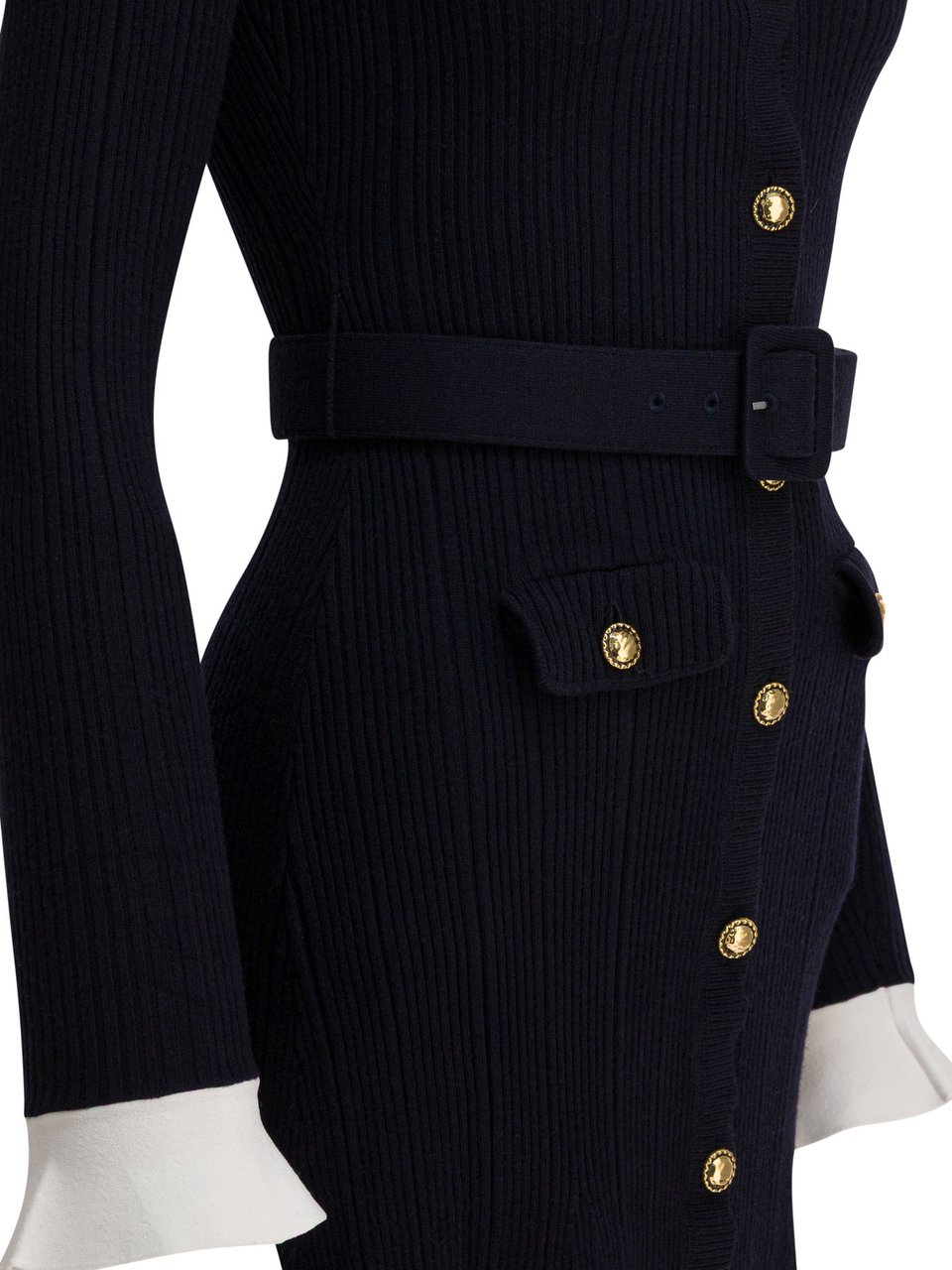 Self-Portrait Viscose knit midi dress Blauw