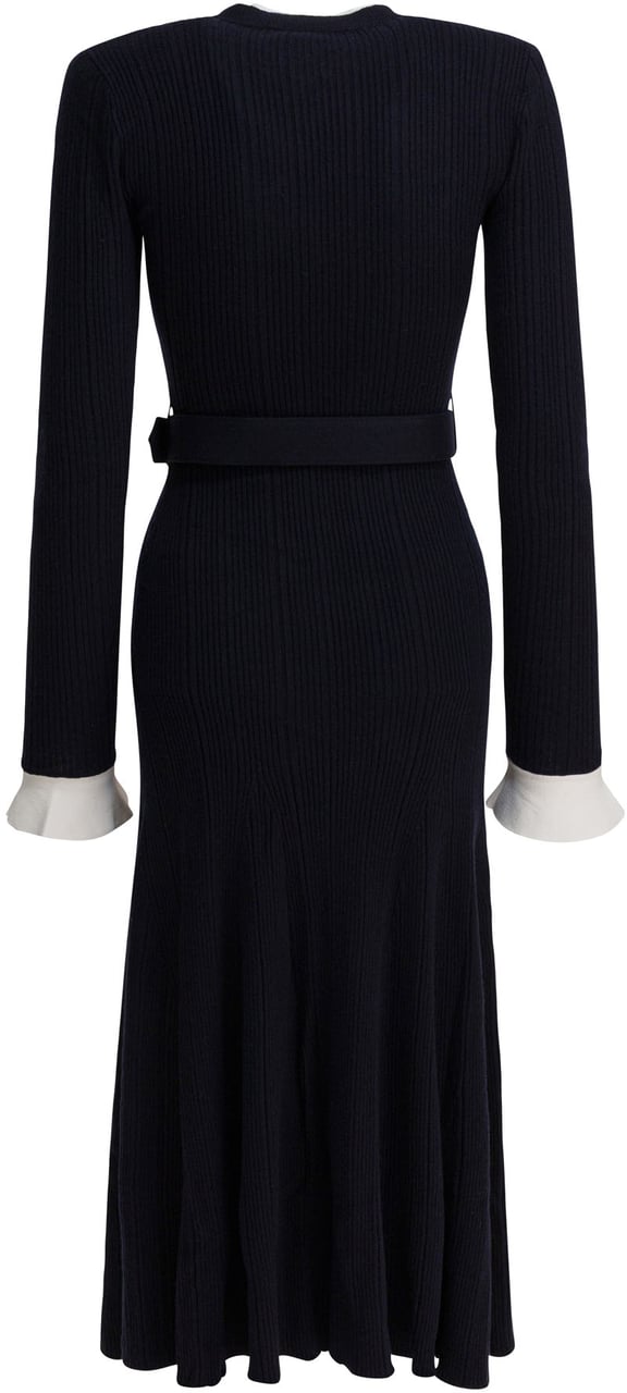 Self-Portrait Viscose knit midi dress Blauw