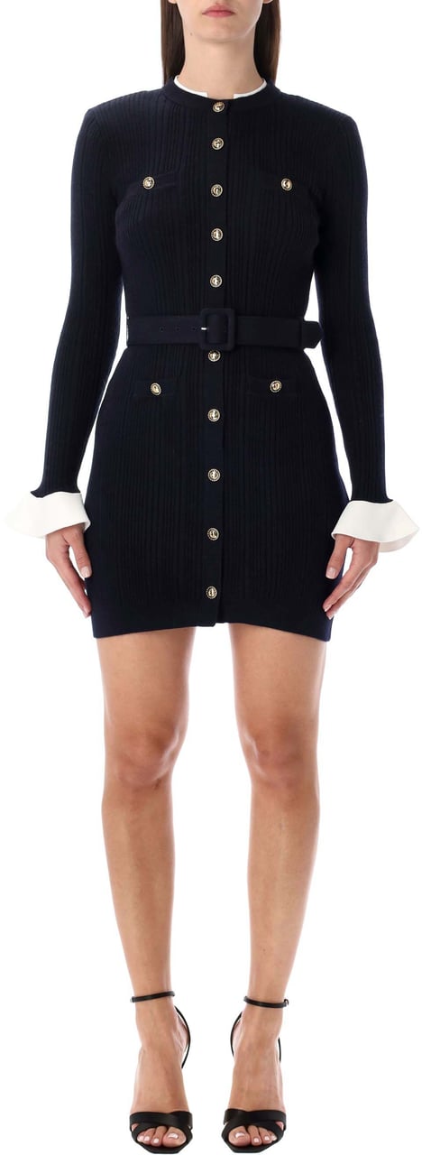 Self-Portrait Knit Mini Dress Blu Blauw