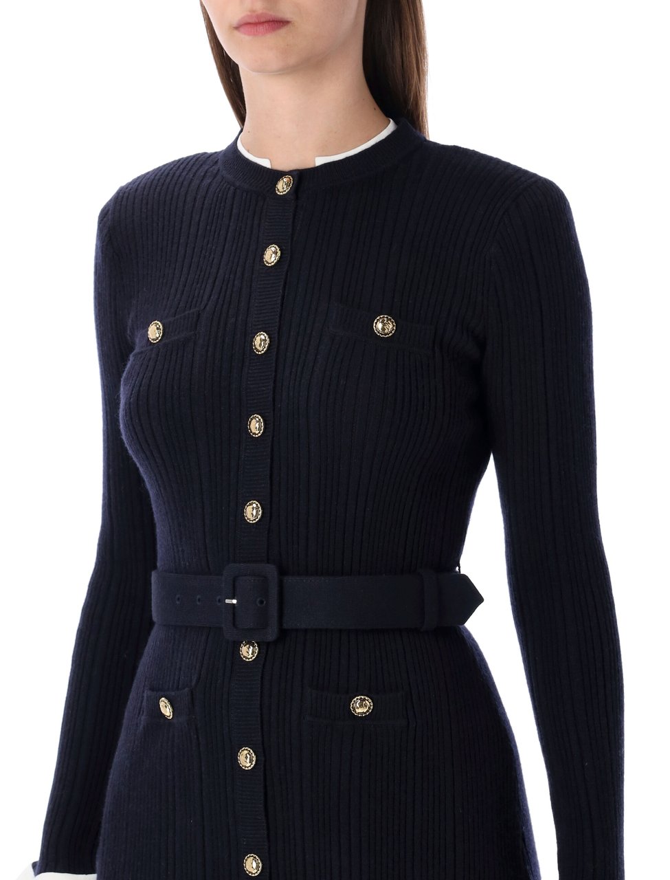 Self-Portrait Knit Mini Dress Blu Blauw