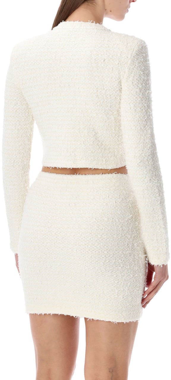 Self-Portrait Self-Portrait cream bouclé knit cropped cardigan with crystal buttons Beige