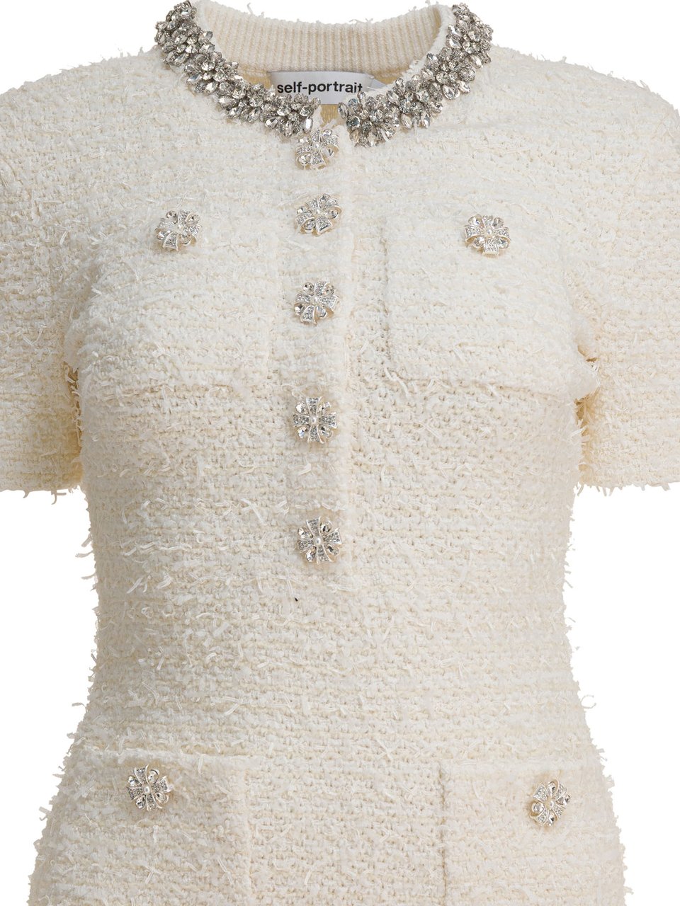 Self-Portrait Short knit dress Beige