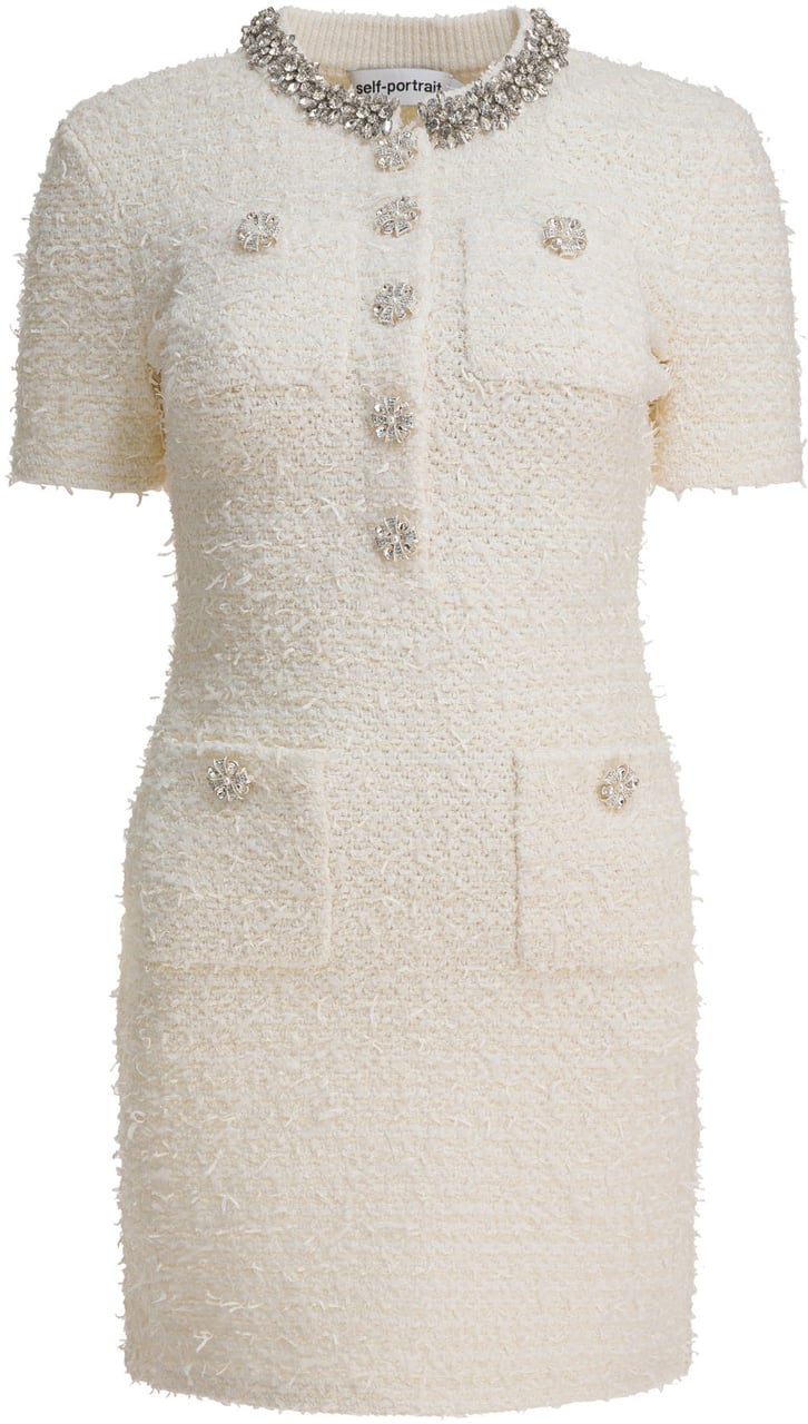 Self-Portrait Short knit dress Beige