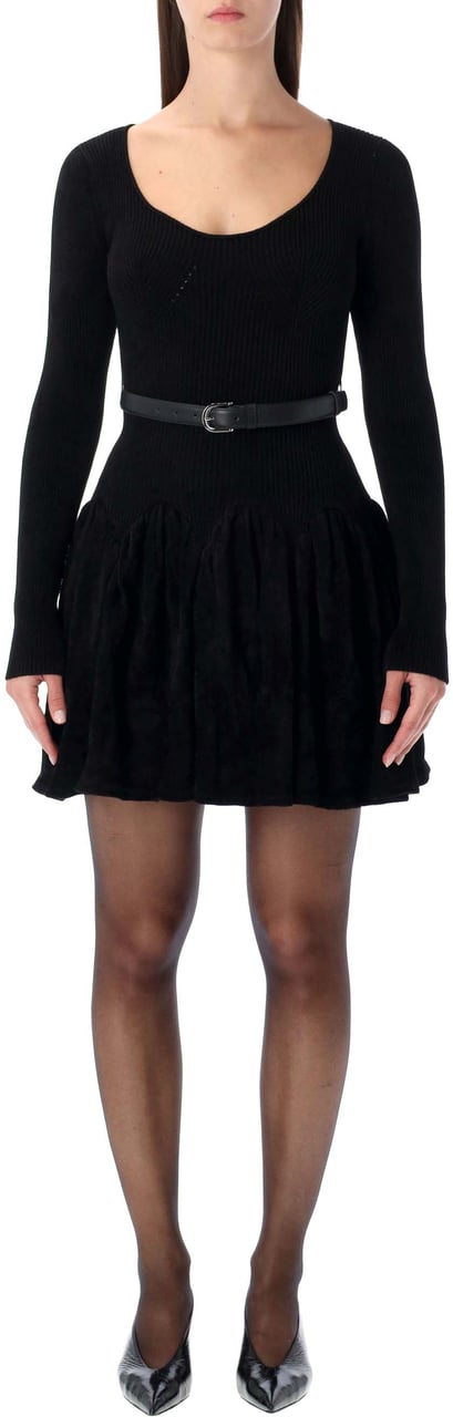 Self-Portrait Ballerina Mini Dress Nero Zwart
