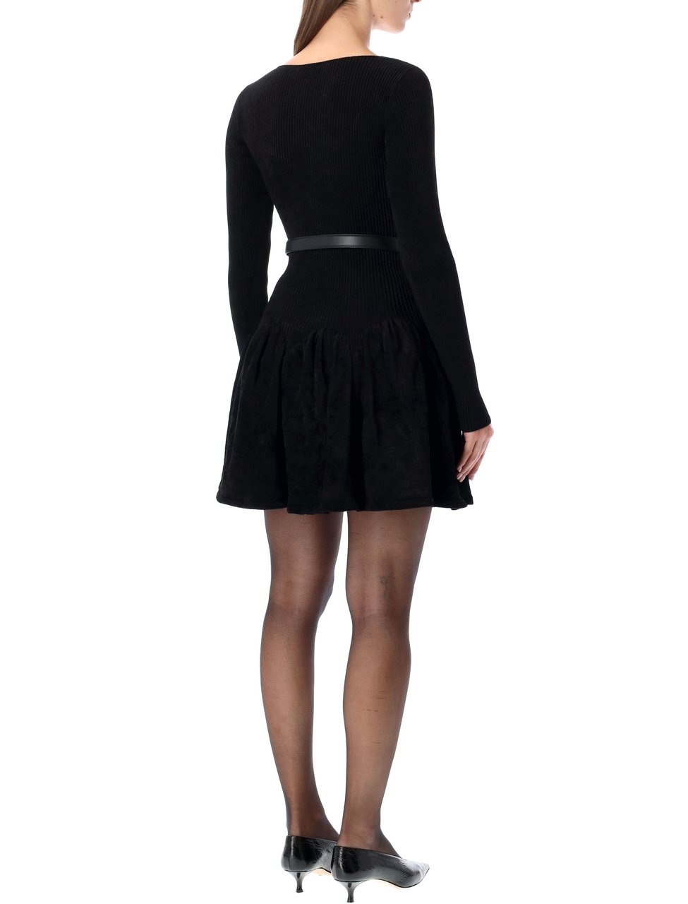Self-Portrait Ballerina Mini Dress Nero Zwart