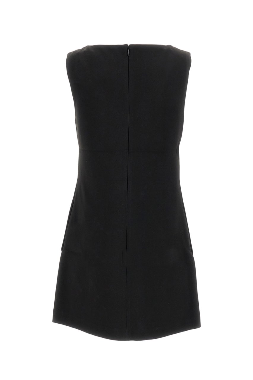 Self-Portrait Rhinestone-Embellished Black Midi Dress With V-Neckline Zwart
