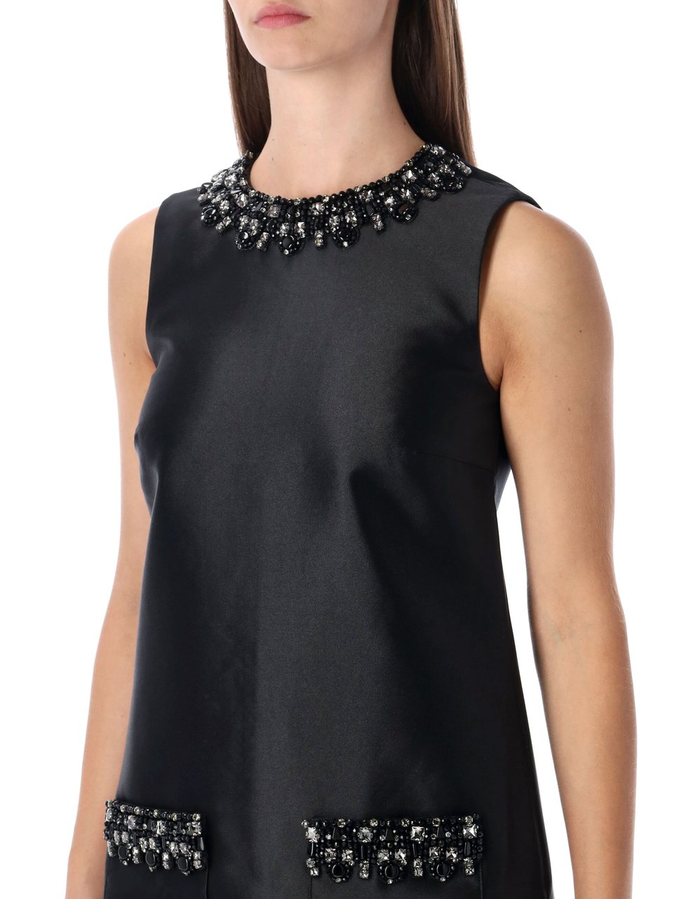 Self-Portrait Self-Portrait black taffeta embellished mini dress Zwart