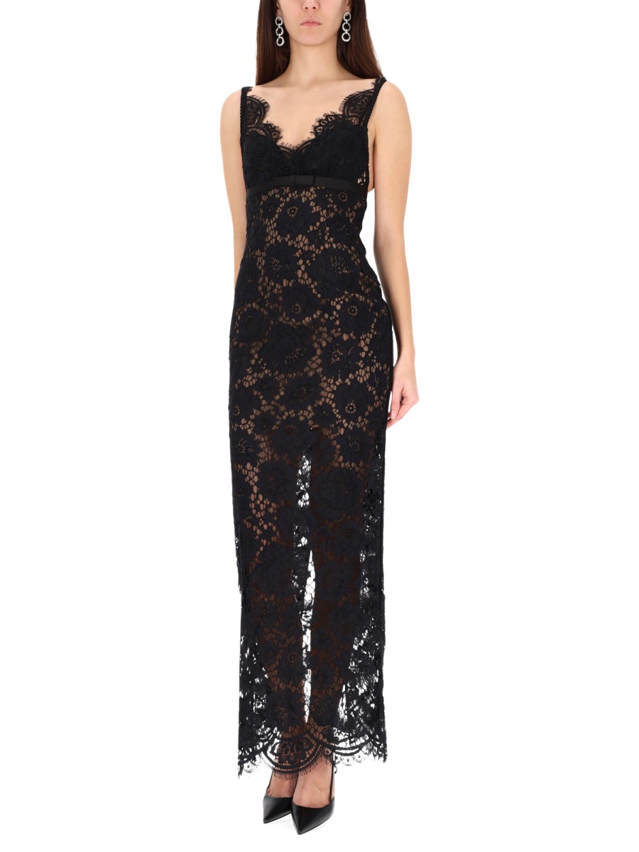 Self-Portrait Black Intricate Lace Maxi Dress Zwart