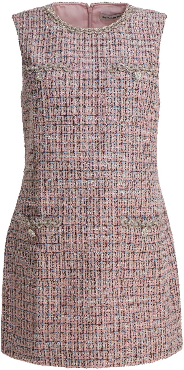 Self-Portrait Short boucle dress Roze