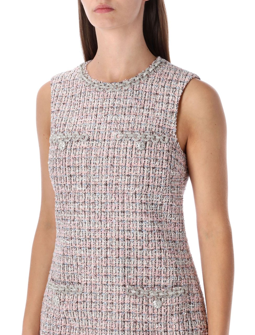 Self-Portrait A Line Boucle Mini Dress Rosa Roze