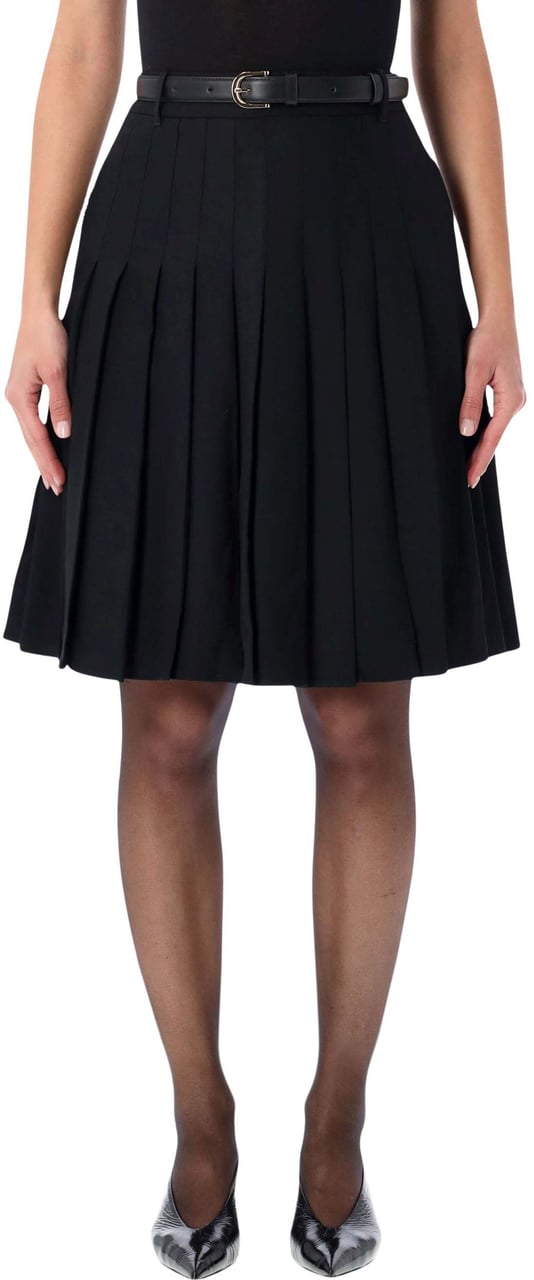 Self-Portrait Pleated Midi Skirt Nero Zwart