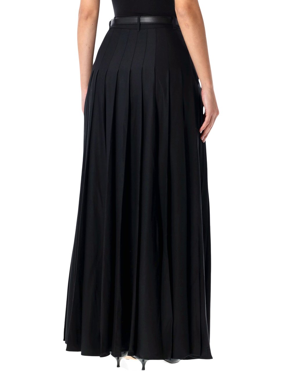 Self-Portrait Pleated Maxy Skirt Nero Zwart