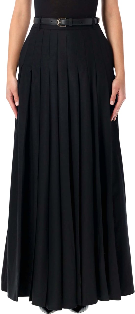 Self-Portrait Pleated Maxy Skirt Nero Zwart