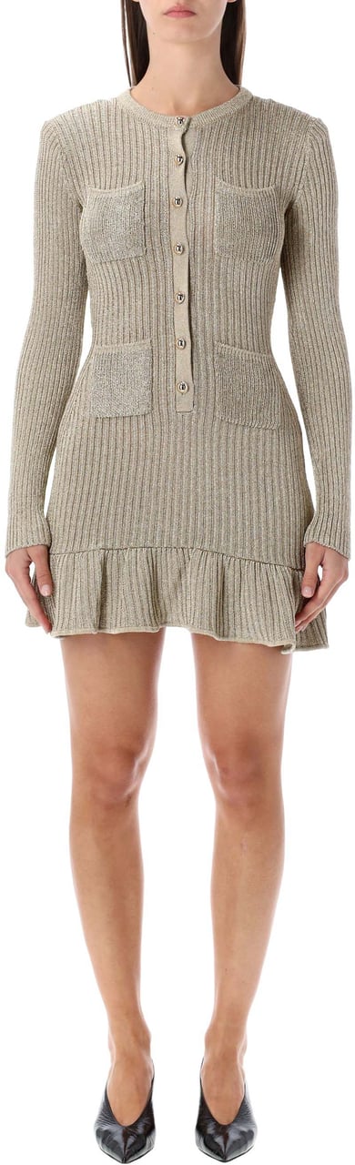 Self-Portrait Mini Dress Knit Lurex Oro Goud